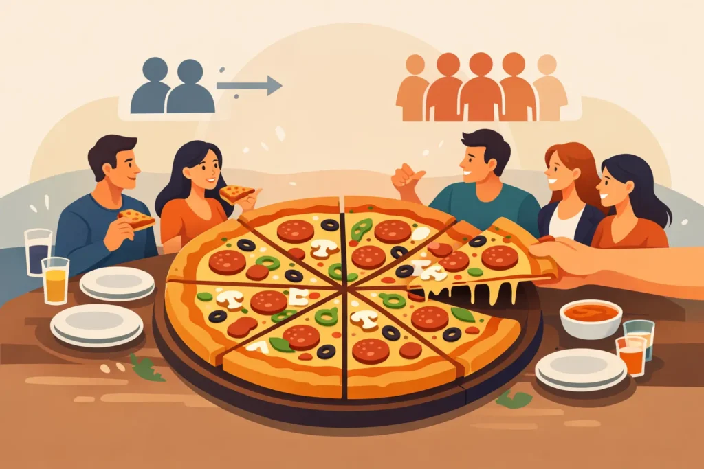 45 cm pizza társaságnak - hány főre elég?