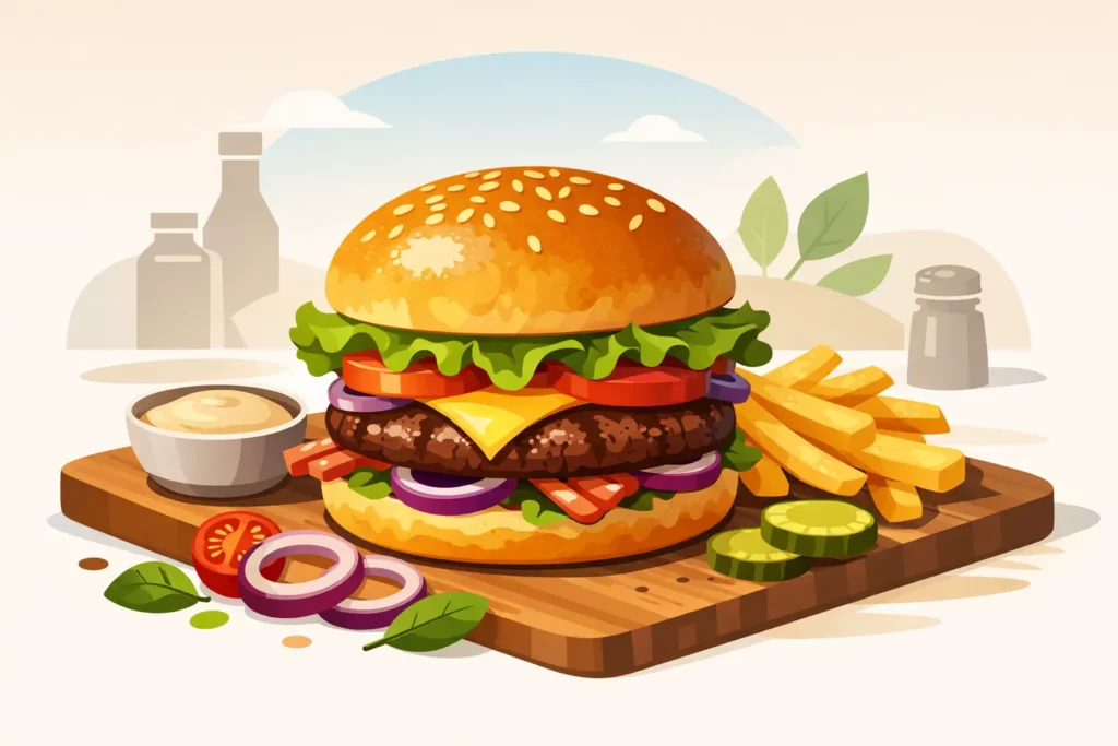 Kézműves hamburger házi bucival, frissen
